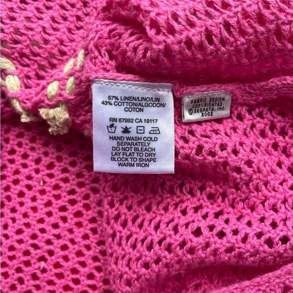 Y2K Sigrid Olsen Pink Knit Sweater w/ Floral Embroidery – Size S (2002) - Picture 4 of 8